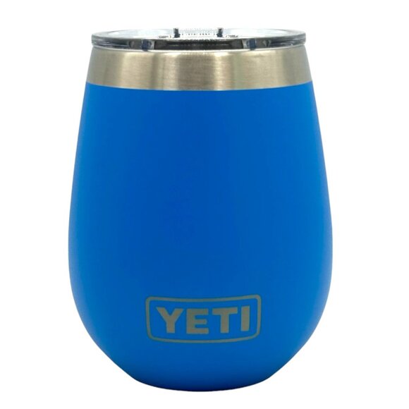 LASER ENGRAVED PERSONALIZATION YETI 10oz. WINE TUMBLER - BIG WAVE BLUE - Picture 1 of 2